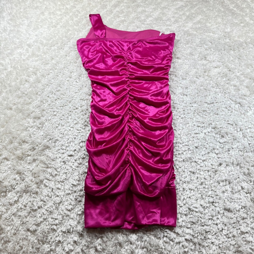 Deb Dress Small Pink Ruched Mini Dress Party Cocktail Bodycon Y2K VINTAGE Barbie - Picture 2 of 10